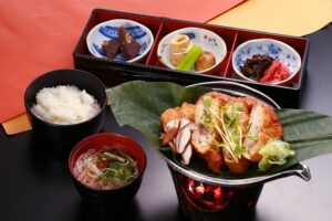 Hobamiso with grilled hida pork cutlet set meal