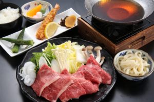インバウンドA(銀)  国産牛すき焼き鍋 +うどん