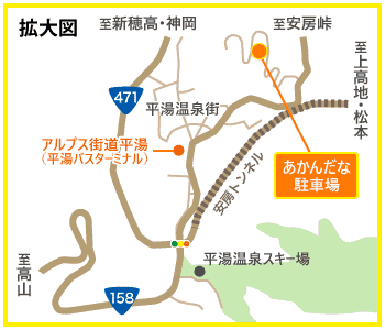 あかんだな駐車場アクセスマップ（詳細）